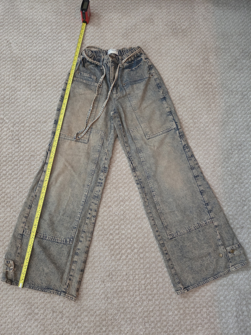 Free People Faded Wash CRVY Outlaw Wide-Leg Utility Jeans